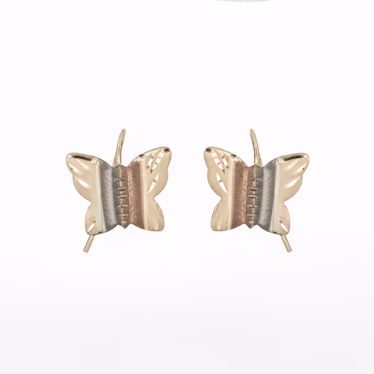 aretes mariposa de 3 oros oro 10k