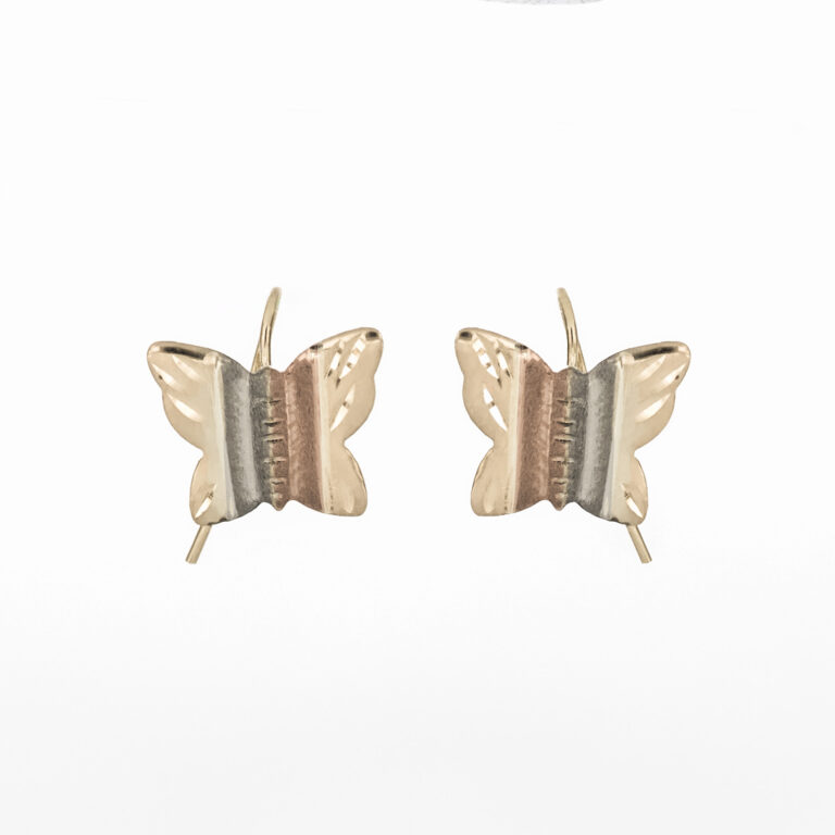 aretes mariposa de 3 oros oro 10k