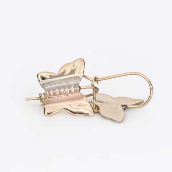 aretes mariposa de 3 oros oro 10k Clic oro