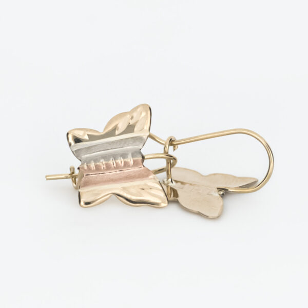 aretes mariposa de 3 oros oro 10k Clic oro