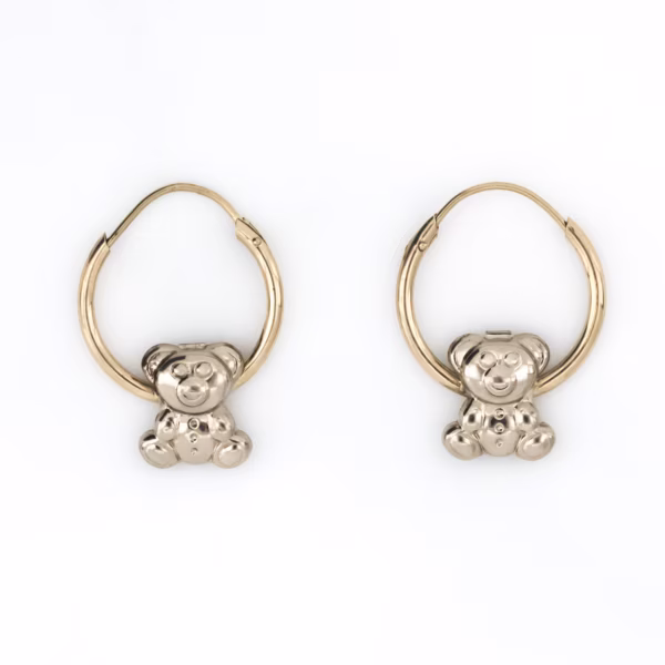 aretes oso oro 10k