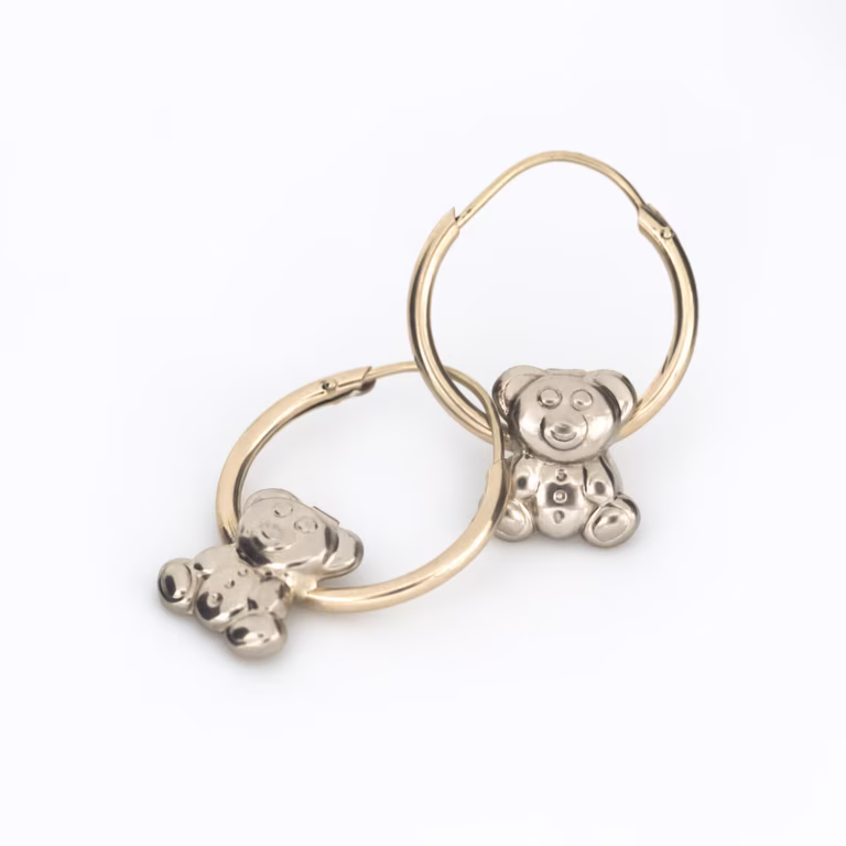 aretes oso oro 10k Clic oro