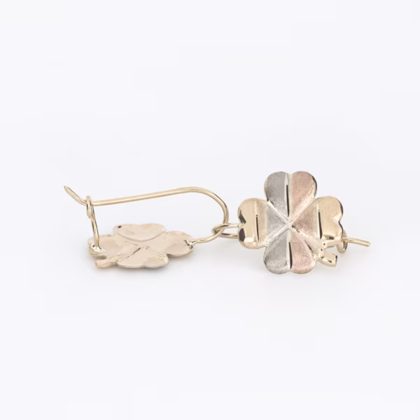 aretes trebol 3 oros oro 10k Clic oro
