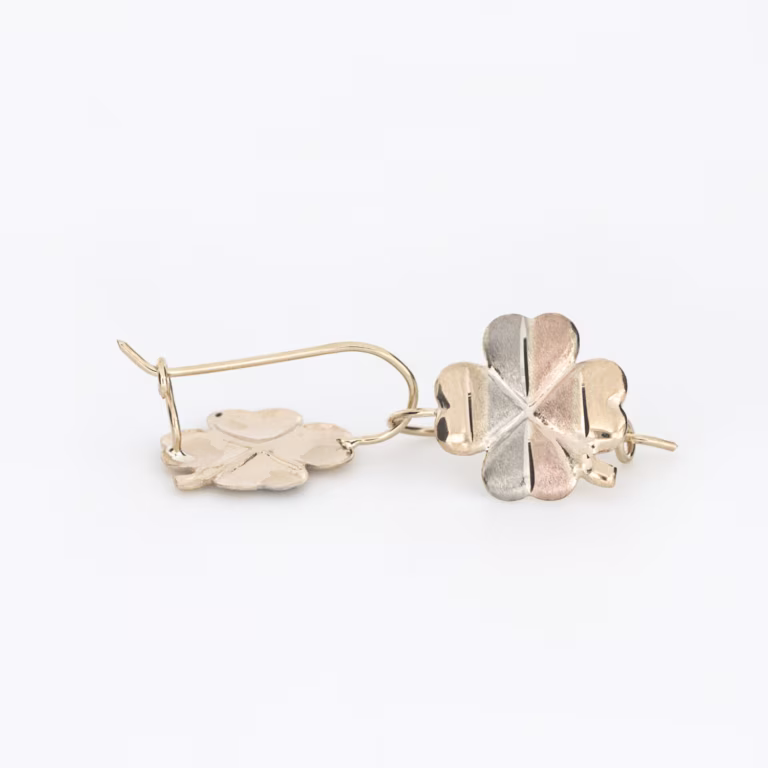 aretes trebol 3 oros oro 10k Clic oro