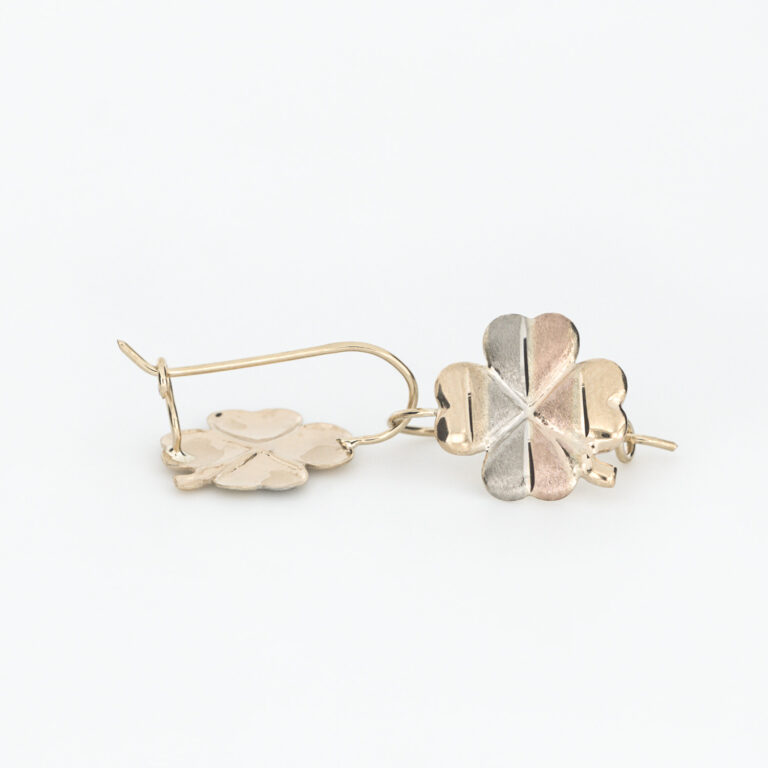 aretes trebol 3 oros oro 10k Clic oro