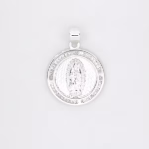Dije circular de virgen de Guadalupe plata 925