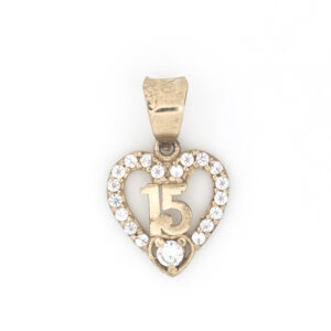 dije corazón 15 años oro 10k