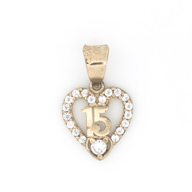 dije corazón 15 años oro 10k