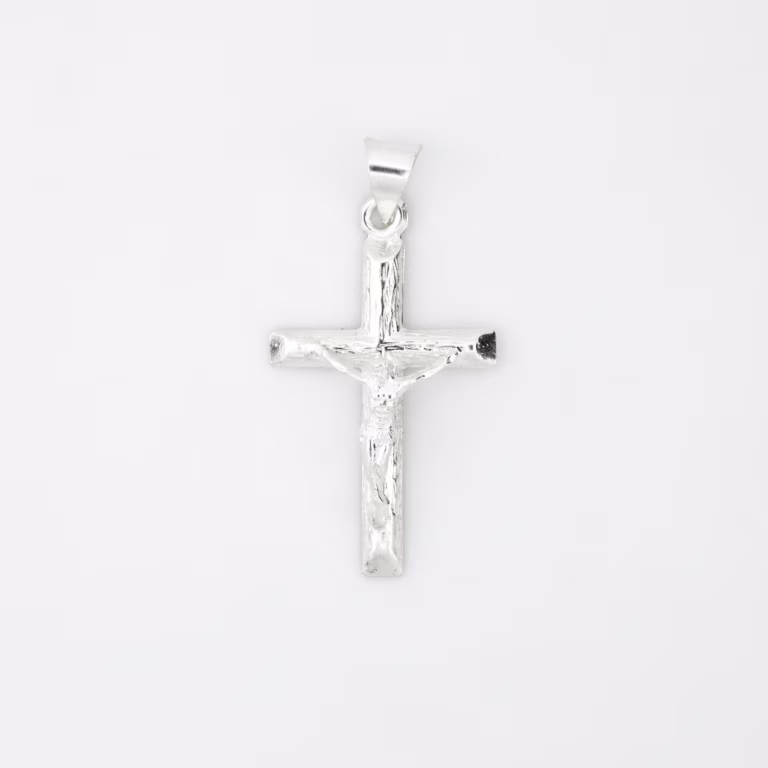 Dije cristo en cruz de madera plata 925