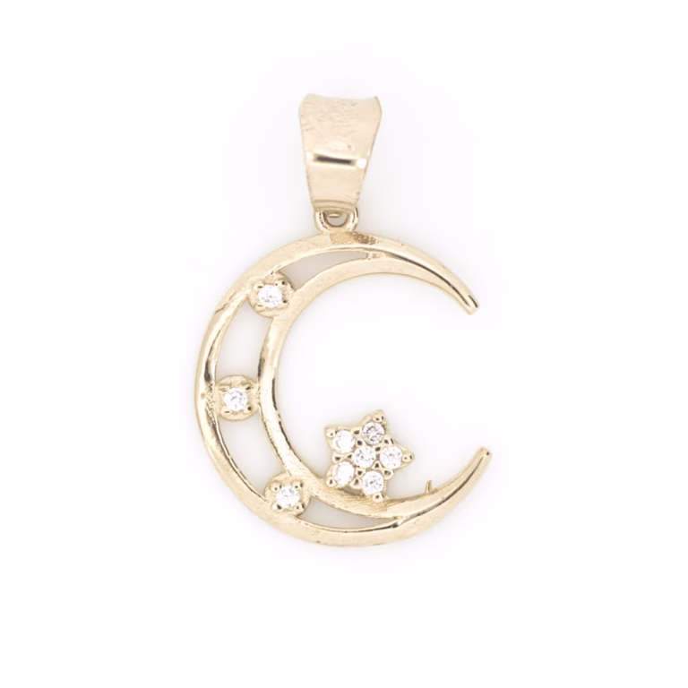 dije luna con estrella oro 10k Clic oro