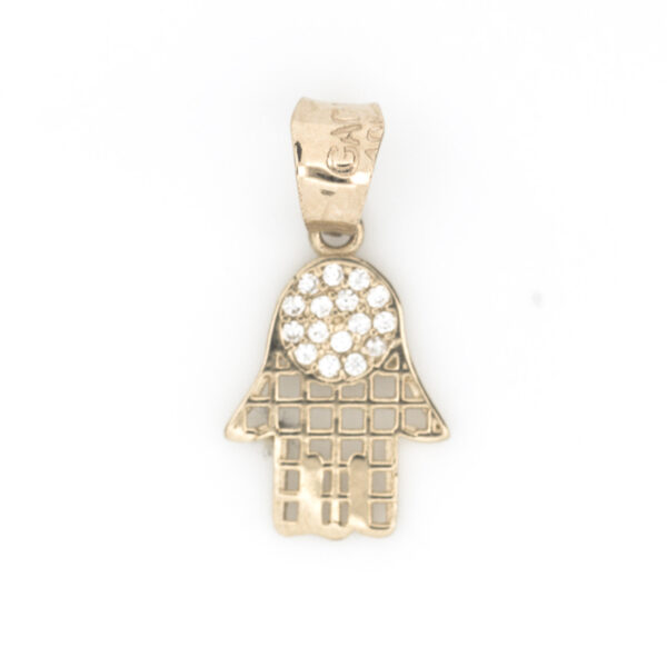 dije mano de fátima diamantada oro 10k Clic oro
