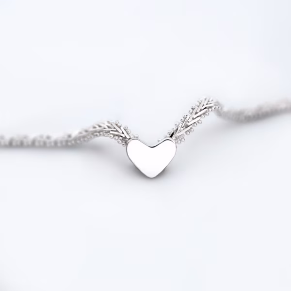 Pulso corazón v plata 925 detalle