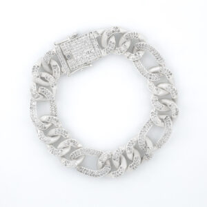 Pulso cubana diamantada plata 925