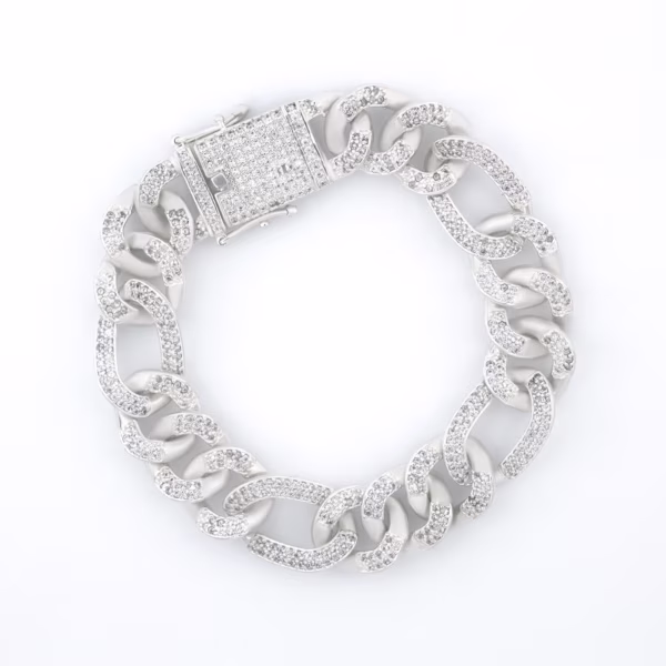 Pulso cubana diamantada plata 925