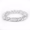Pulso cubana diamantada plata 925 inclinada