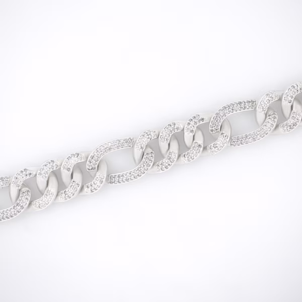 Pulso cubana diamantada plata 925 detalle