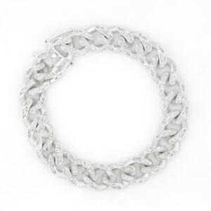 pulso cubana plata 925 clic oro