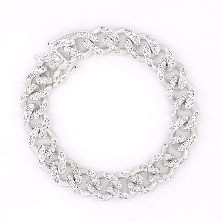 pulso cubana plata 925 clic oro