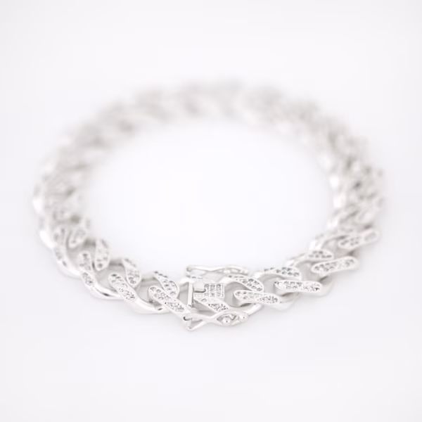 pulso cubana plata 925 clic oro