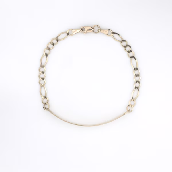 pulso figaro rombo con placa oro 10k Clic